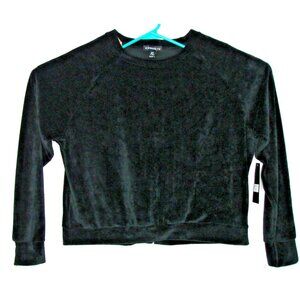 NEW Kimberlys Womens Black Velour Velvet Sweatshirt Size XL Pullover So Soft NWT